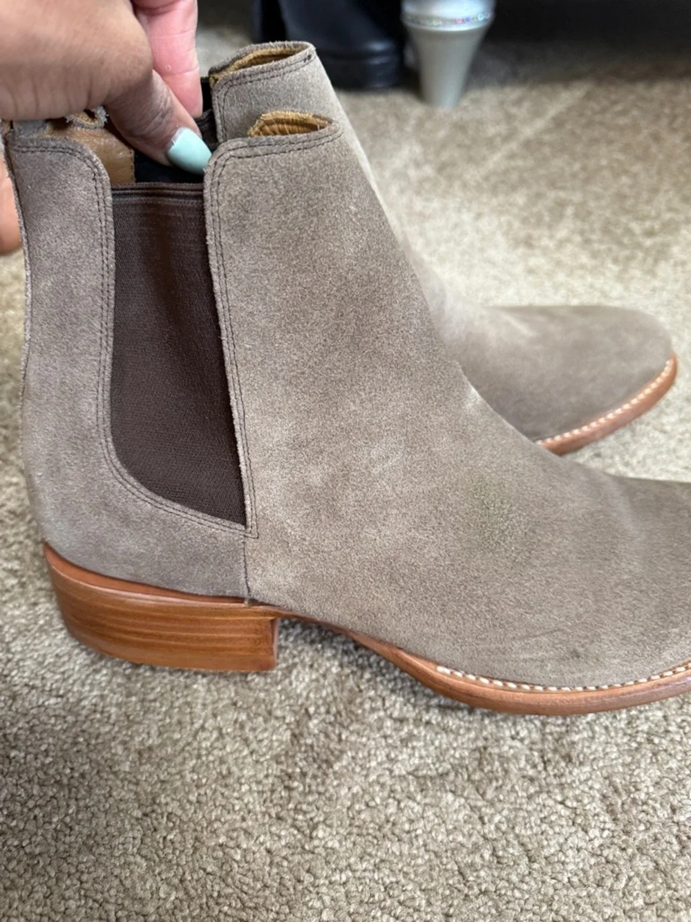 freebird Taupe Suede Chelsea Boots with Brown Elastic
